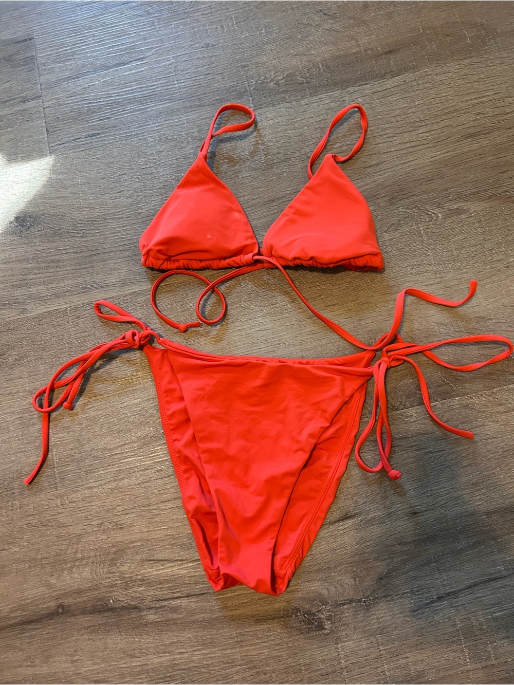 L.A. Hearts by PacSun Bikini Set Womens Size S Red Triangle Top Tie Side